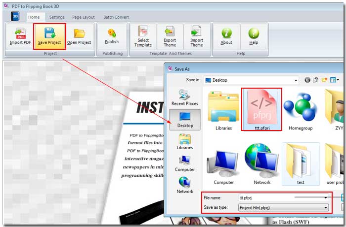 PDF to Flipping Book 3D save project