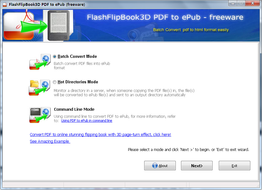 FlippingBook3D PDF to ePUB  Converter (Freeware) screenshot